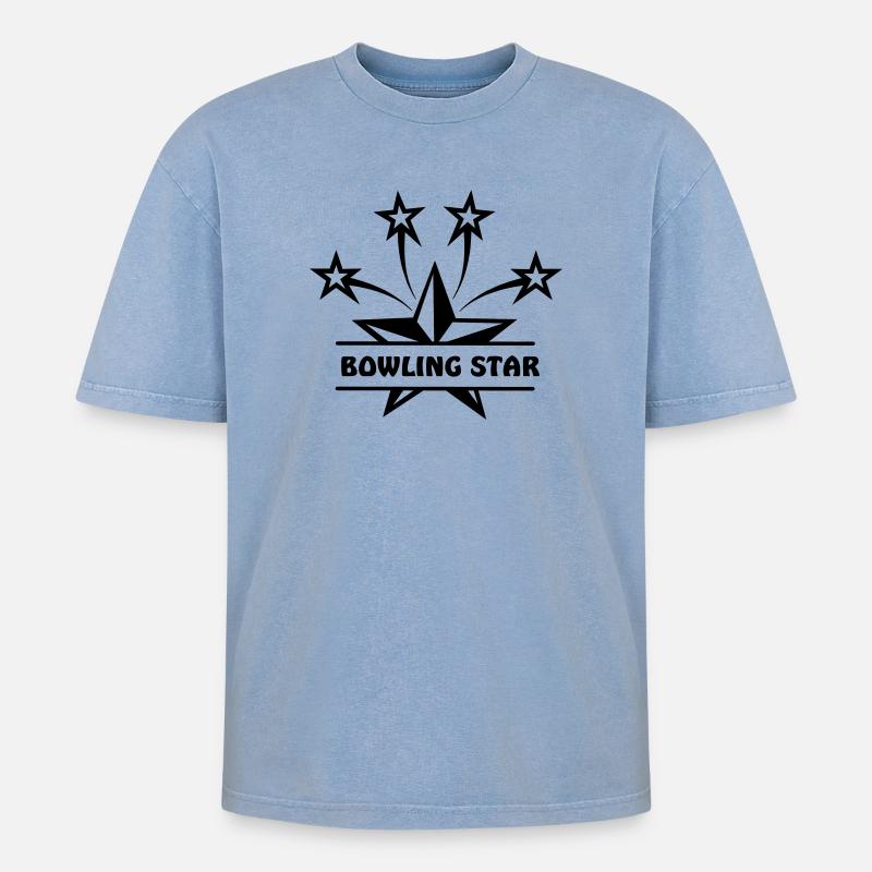 Bowling star - Oversized Unisex Premium Acid-Washed T-Shirt - acid washed blue