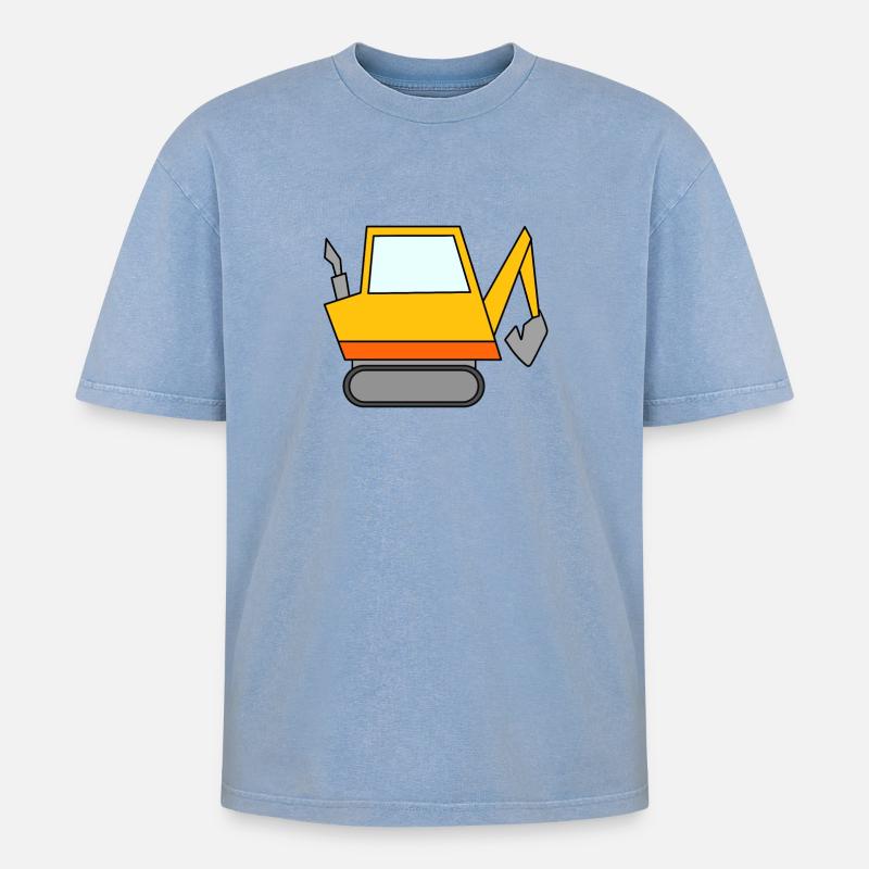 Bagger Baustelle Baggerfahrer - Oversized Unisex Premium Acid-Washed T-Shirt - Blau Acid Wash