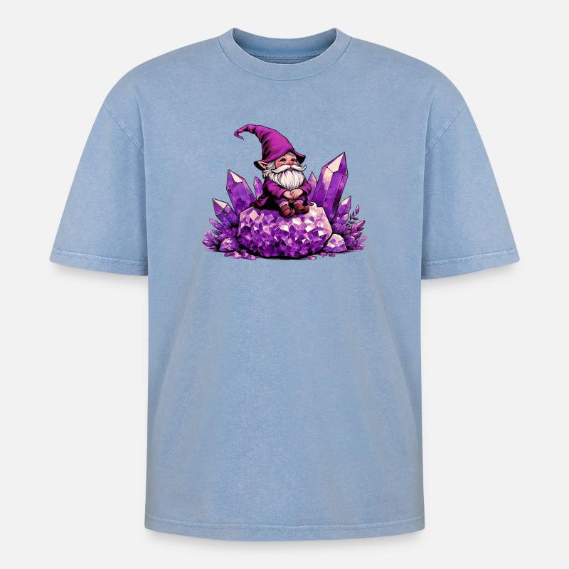 Gnom - Oversized Unisex Premium Acid-Washed T-Shirt - Blau Acid Wash