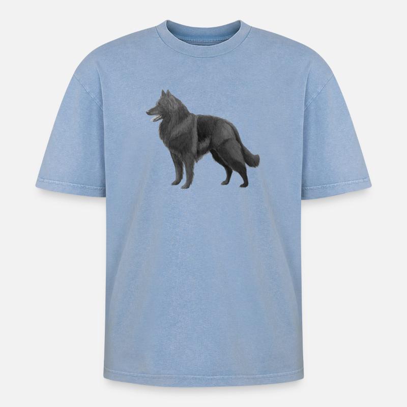 Groenendael - Oversized Unisex Premium Acid-Washed T-Shirt - Blau Acid Wash