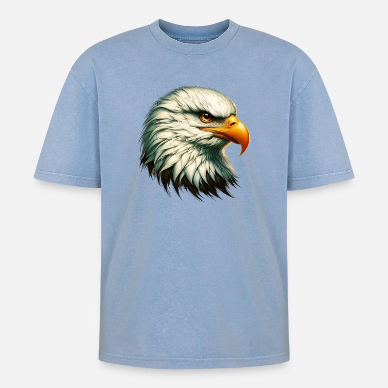 Adler - Oversized Unisex Premium Acid-Washed T-Shirt - Blau Acid Wash