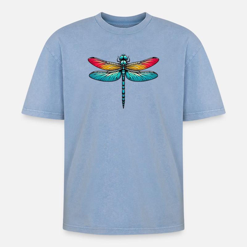 Libelle - Oversized Unisex Premium Acid-Washed T-Shirt - Blau Acid Wash