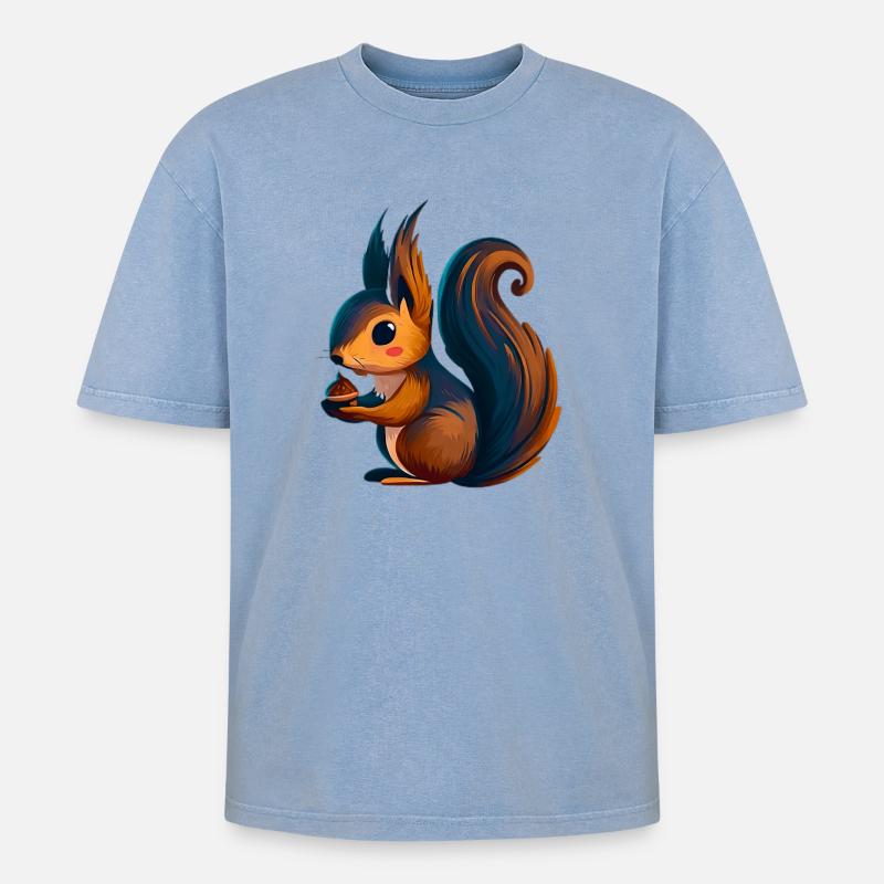 Eichhörnchen - Oversized Unisex Premium Acid-Washed T-Shirt - Blau Acid Wash