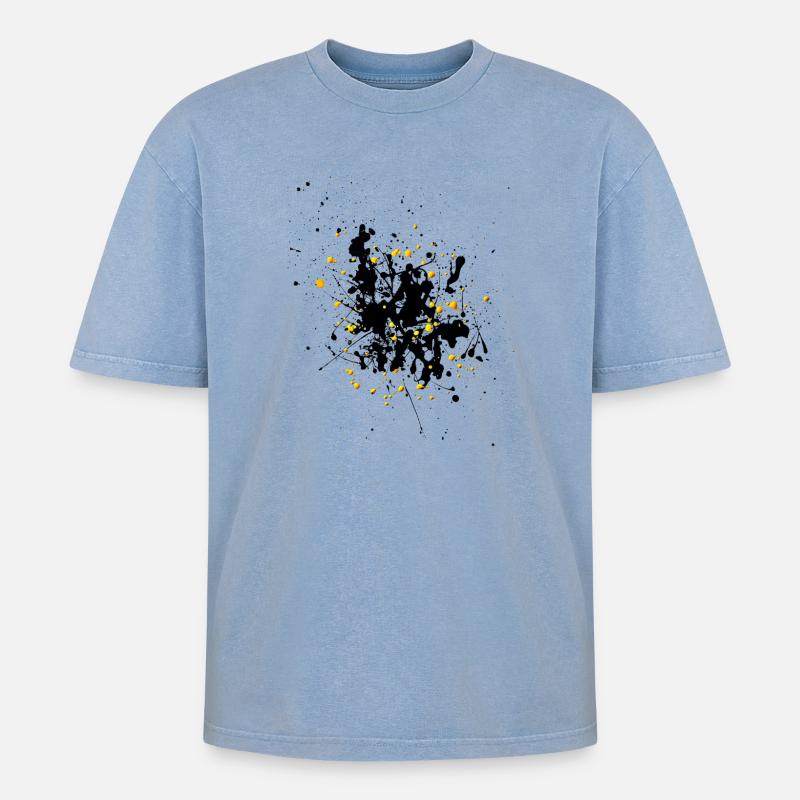 Yellowblack.Splash - Oversized Unisex Premium Acid-Washed T-Shirt - Blau Acid Wash
