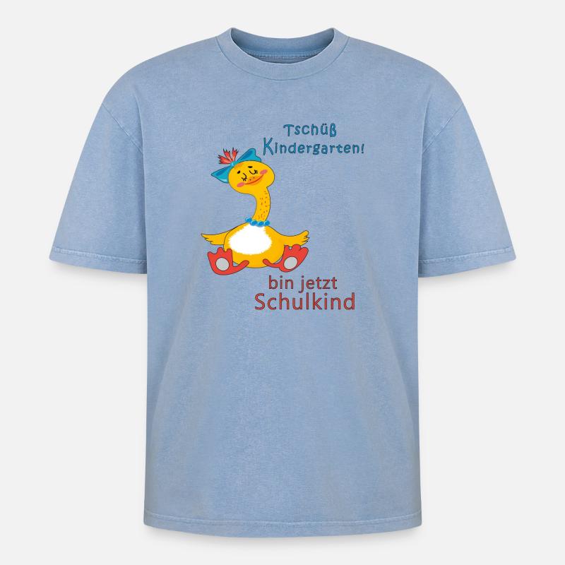 Bye bye kindergarten - Oversized Unisex Premium Acid-Washed T-Shirt - acid washed blue