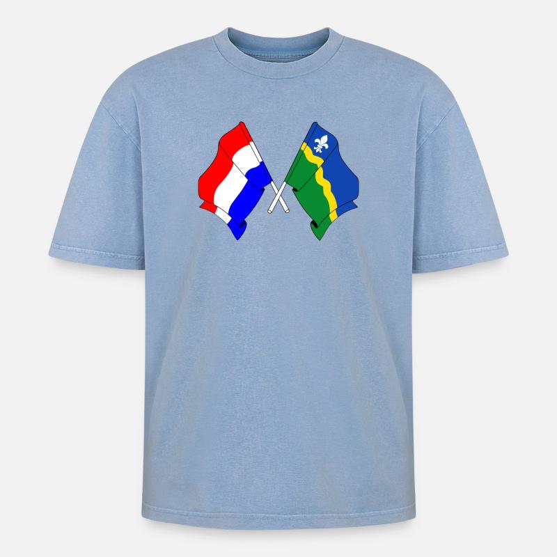 Drapeau Pays-Bas Flevoland - T-shirt Premium unisexe oversize acid-washed - bleu délavé acide