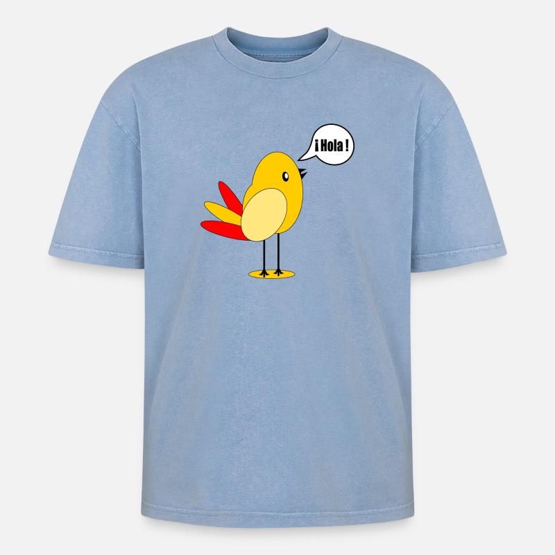SPANIEN LÄNDERFAHNE SPANISCH VOGEL - Oversized Unisex Premium Acid-Washed T-Shirt - Blau Acid Wash