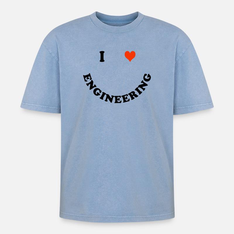 Engineer - Oversized Unisex Premium Acid-Washed T-Shirt - acid washed blue