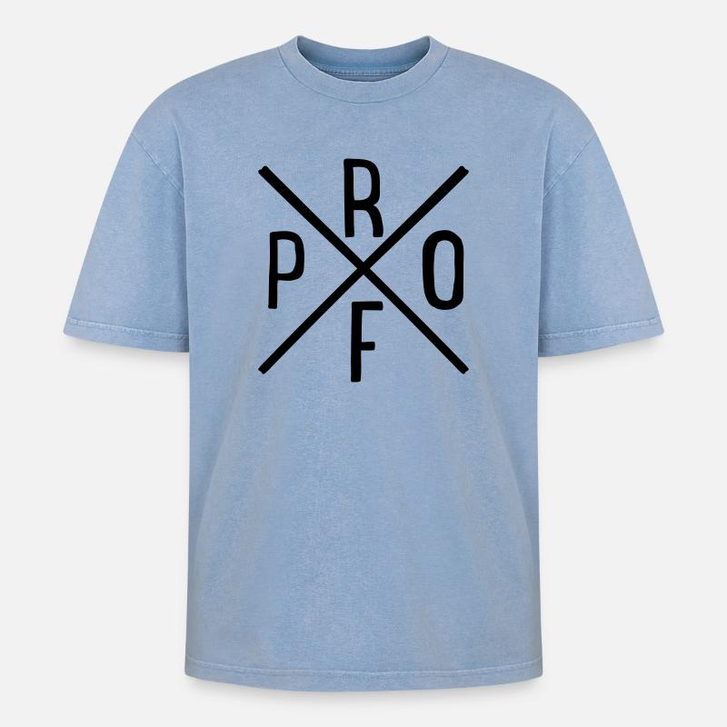 Prof - Oversized Unisex Premium Acid-Washed T-Shirt - Blau Acid Wash