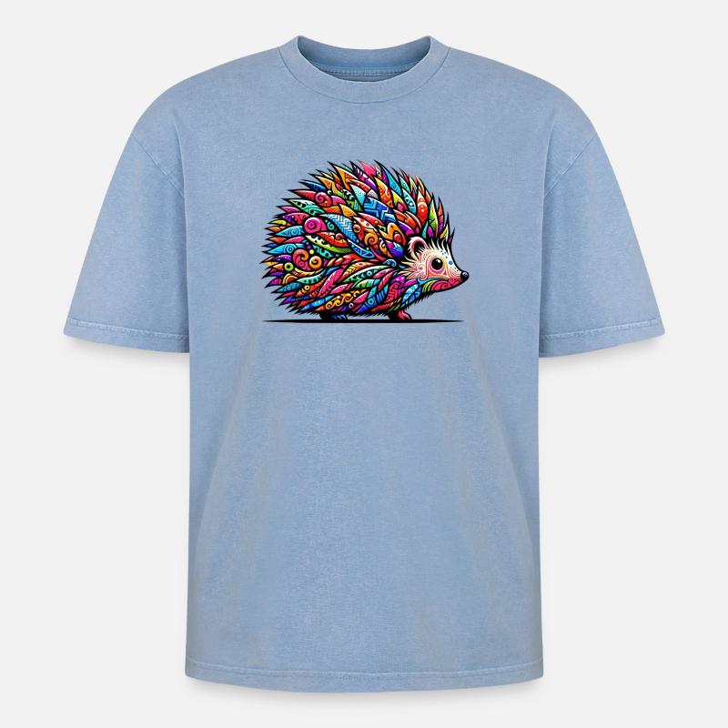 Lockig - Oversized Unisex Premium Acid-Washed T-Shirt - Blau Acid Wash