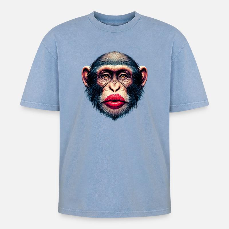 Baiser de singe - T-shirt Premium unisexe oversize acid-washed - bleu délavé acide