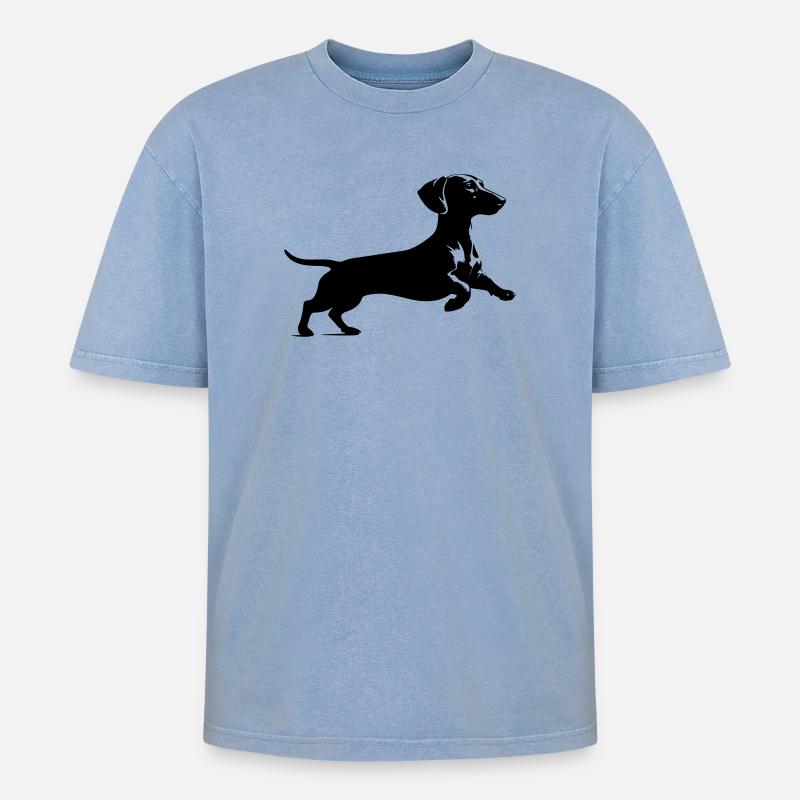 Teckel - T-shirt Premium unisexe oversize acid-washed - bleu délavé acide