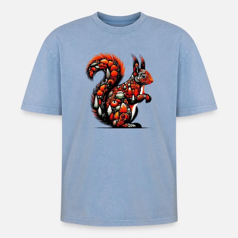 Écureuil - T-shirt Premium unisexe oversize acid-washed - bleu délavé acide