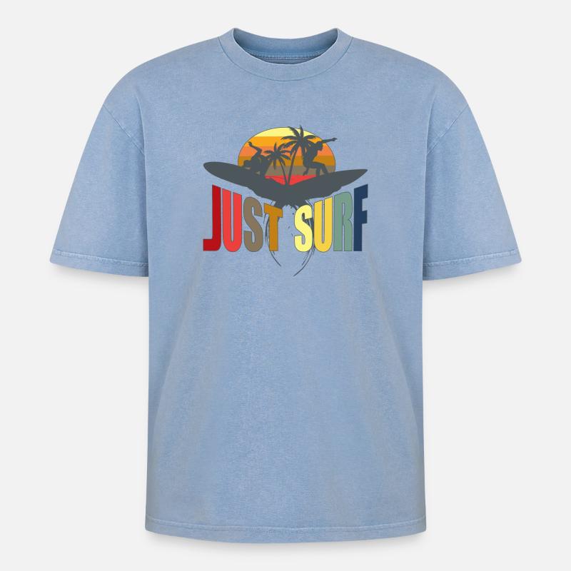 surfer - T-shirt Premium unisexe oversize acid-washed - bleu délavé acide