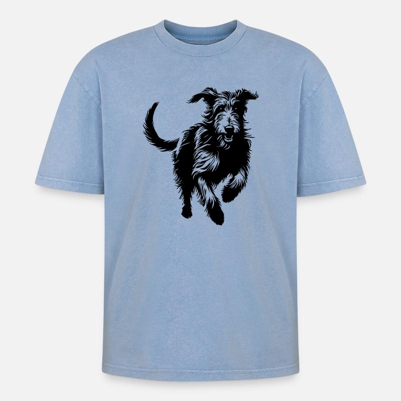 Irish Wolfhound - Oversized Unisex Premium Acid-Washed T-Shirt - Blau Acid Wash