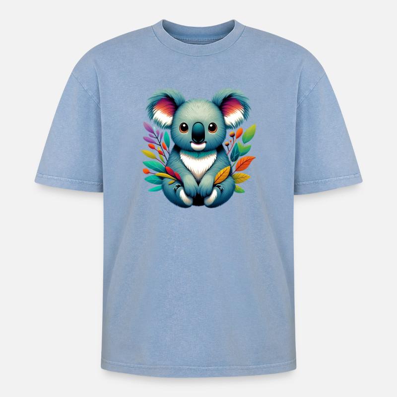 Koala - T-shirt Premium unisexe oversize acid-washed - bleu délavé acide