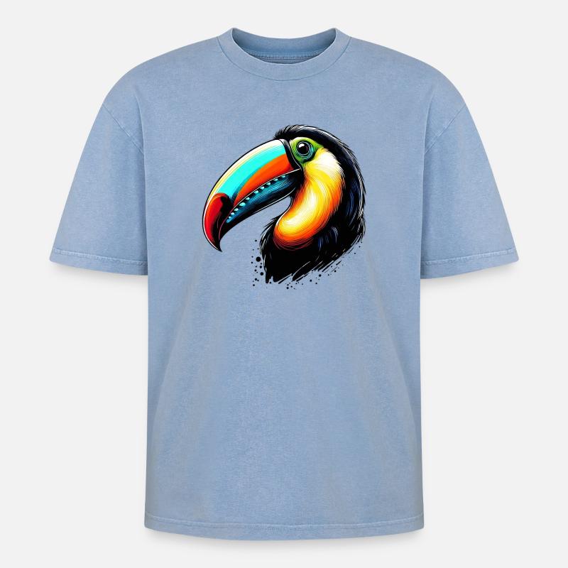 Toucan - T-shirt Premium unisexe oversize acid-washed - bleu délavé acide