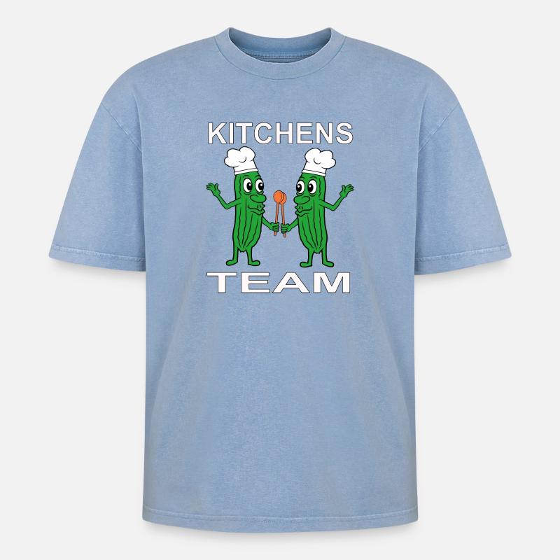 Koch Kochen - Oversized Unisex Premium Acid-Washed T-Shirt - Blau Acid Wash