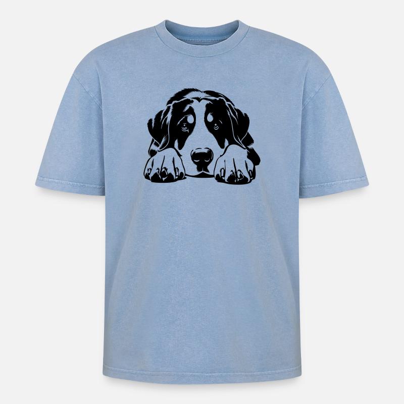 Großer Schweizer Sennenhund - Oversized Unisex Premium Acid-Washed T-Shirt - Blau Acid Wash
