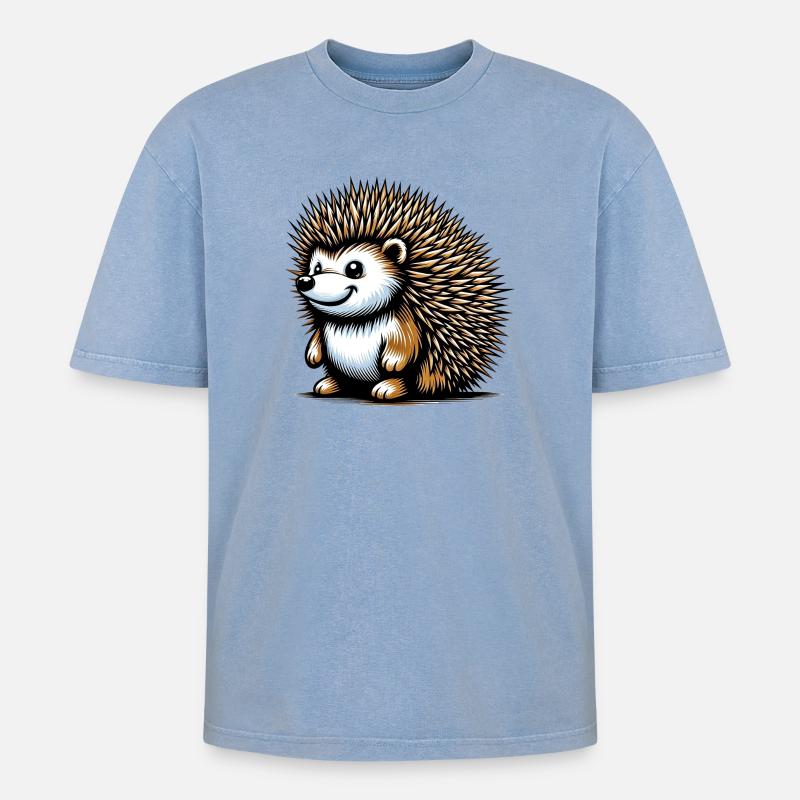 Igel - Oversized Unisex Premium Acid-Washed T-Shirt - Blau Acid Wash