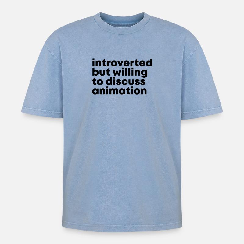 animation - T-shirt Premium unisexe oversize acid-washed - bleu délavé acide