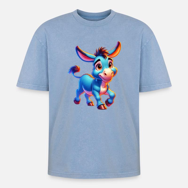 Mule âne - T-shirt Premium unisexe oversize acid-washed - bleu délavé acide