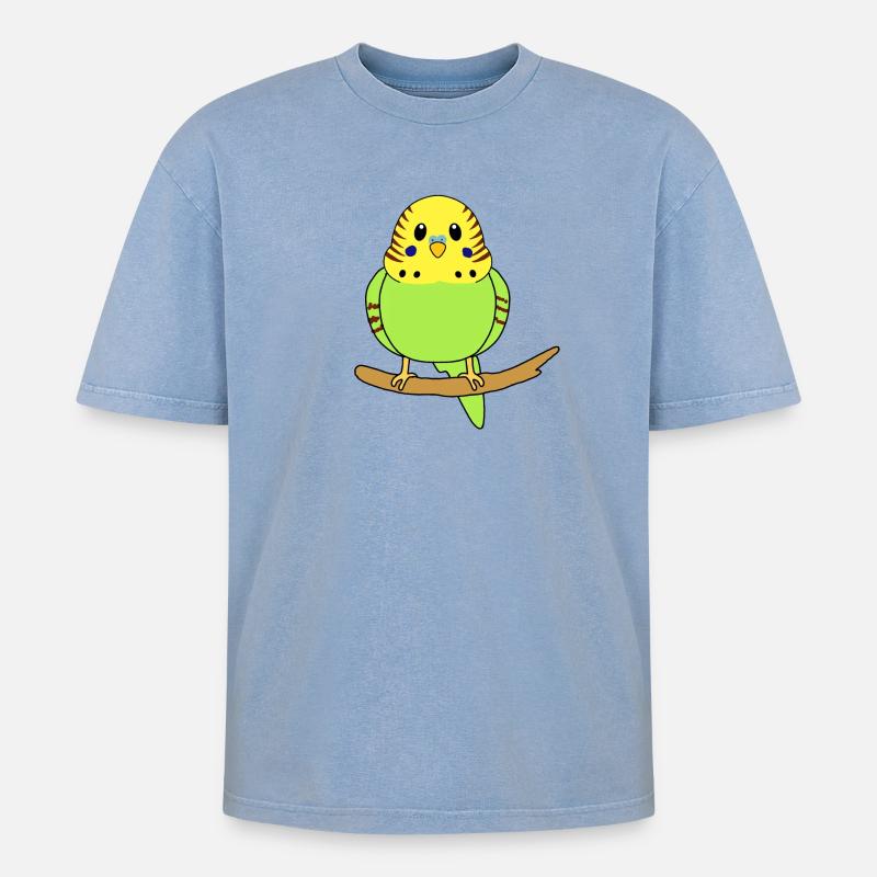 Perruche ondulée - T-shirt Premium unisexe oversize acid-washed - bleu délavé acide