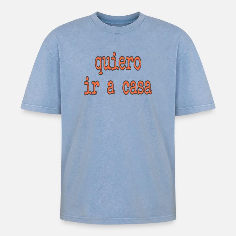 ICH_WILL _NACH_HAUSE - Oversized Unisex Premium Acid-Washed T-Shirt - Blau Acid Wash