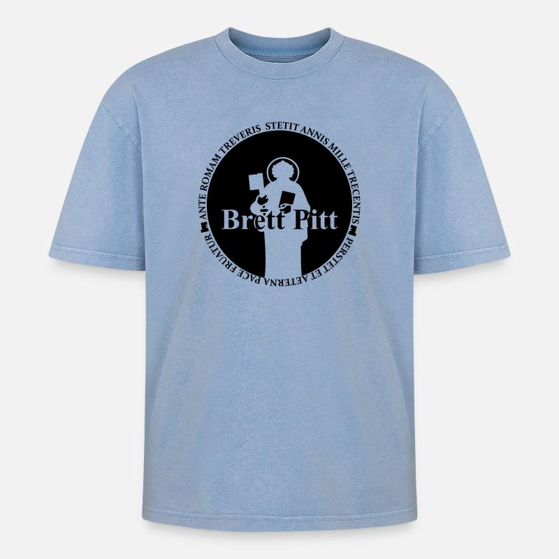 BrettPitt - Oversized Unisex Premium Acid-Washed T-Shirt - Blau Acid Wash