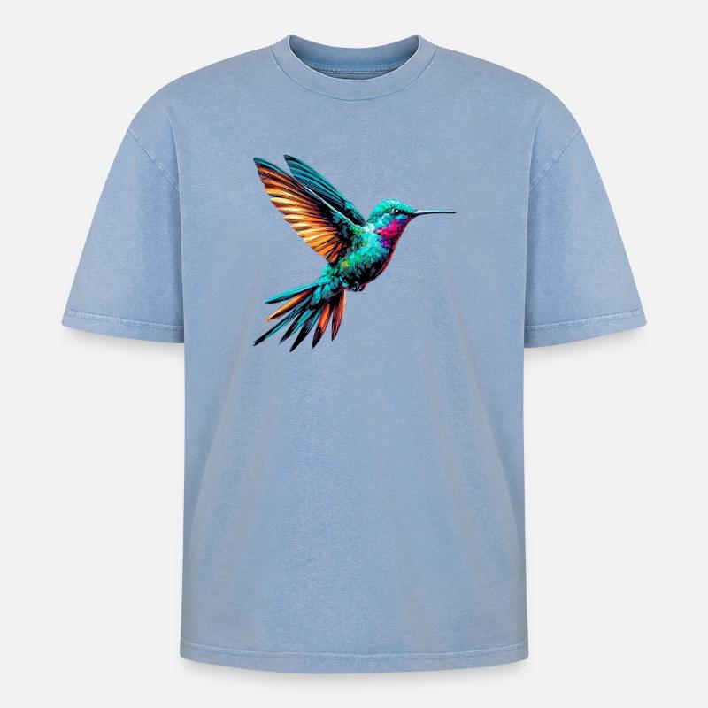 Colibri - T-shirt Premium unisexe oversize acid-washed - bleu délavé acide
