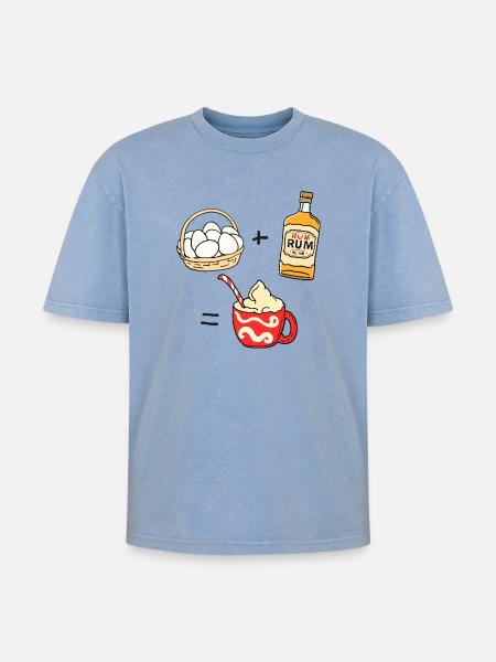 Eierpunsch - Oversized Unisex Premium Acid-Washed T-Shirt - Blau Acid Wash