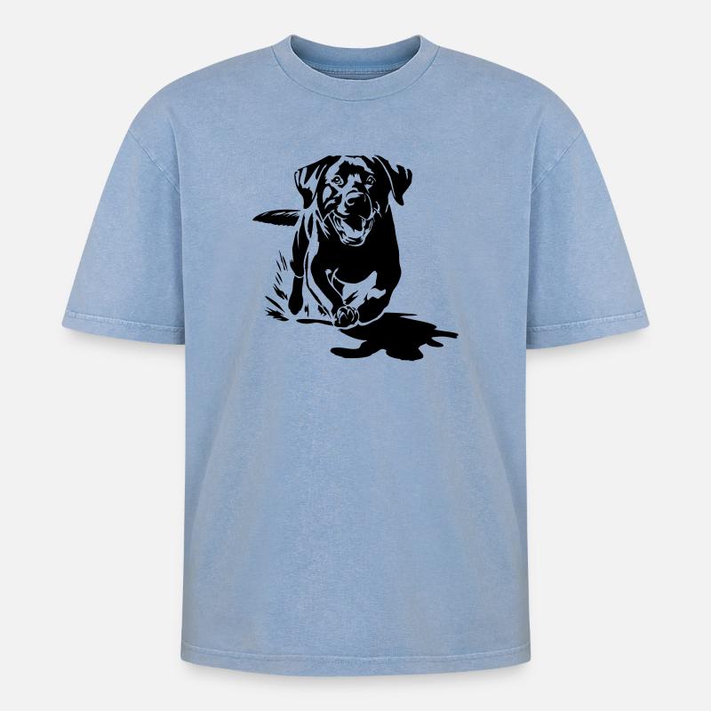 Labrador - Oversized Unisex Premium Acid-Washed T-Shirt - Blau Acid Wash