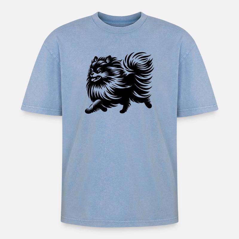 Dwarf spitz - Oversized Unisex Premium Acid-Washed T-Shirt - acid washed blue
