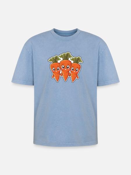 Karla, Kalle and Kim – The Carrot Friends - Oversized Unisex Premium Acid-Washed T-Shirt - acid washed blue