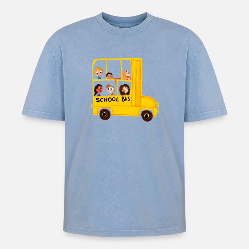 schoolbus - Oversized Unisex Premium Acid-Washed T-Shirt - acid washed blue