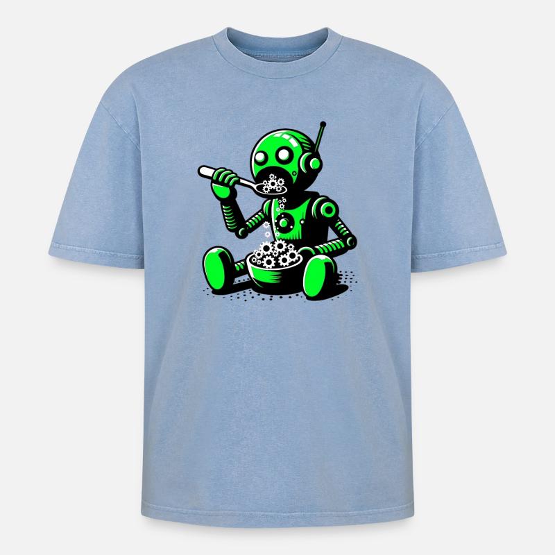 Robot extraterrestre extraterrestre - T-shirt Premium unisexe oversize acid-washed - bleu délavé acide