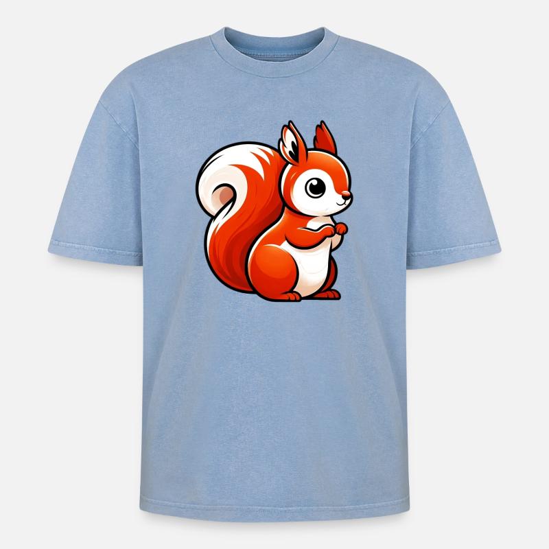 Eichhörnchen - Oversized Unisex Premium Acid-Washed T-Shirt - Blau Acid Wash