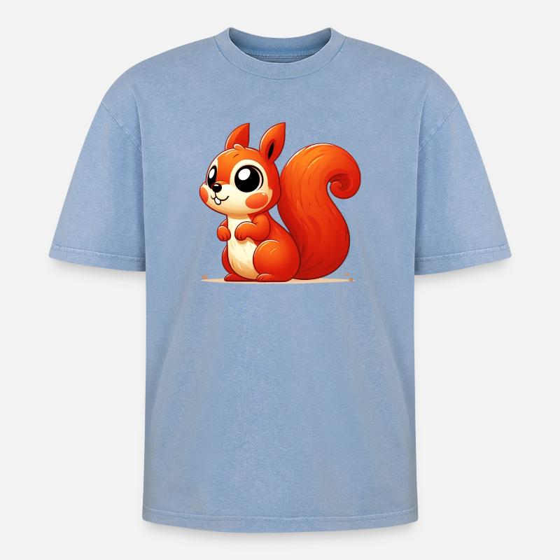 Eichhörnchen - Oversized Unisex Premium Acid-Washed T-Shirt - Blau Acid Wash