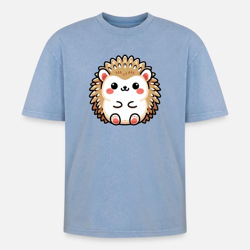 Igel - Oversized Unisex Premium Acid-Washed T-Shirt - Blau Acid Wash