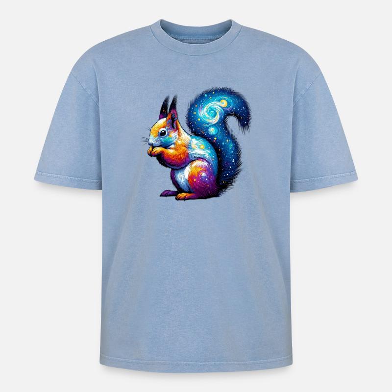 Eichhörnchen - Oversized Unisex Premium Acid-Washed T-Shirt - Blau Acid Wash