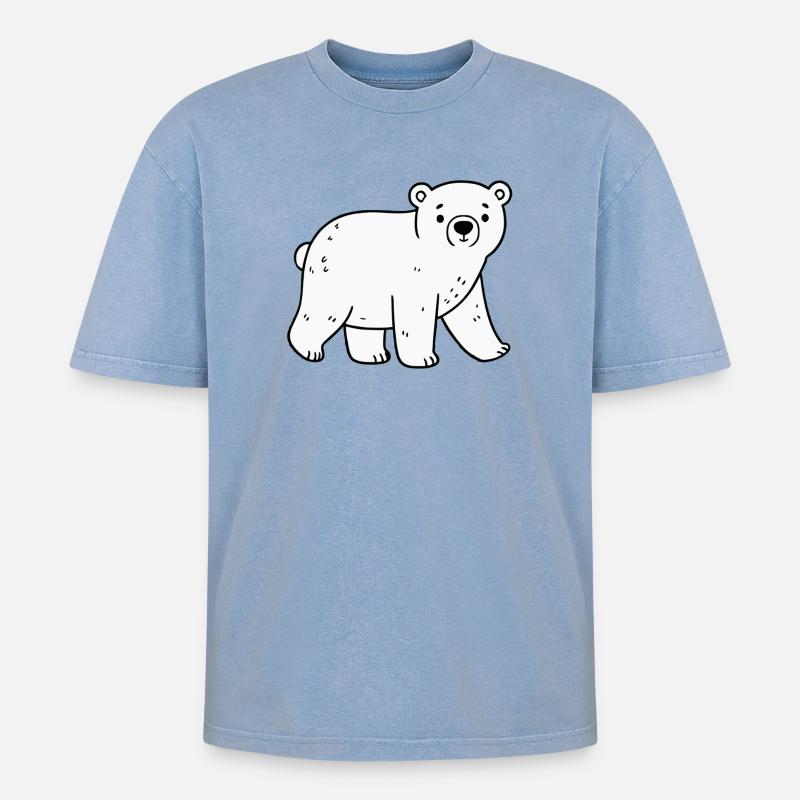 Eisbär - Oversized Unisex Premium Acid-Washed T-Shirt - Blau Acid Wash