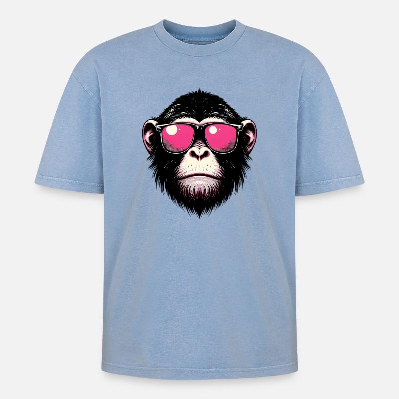 Singe - T-shirt Premium unisexe oversize acid-washed - bleu délavé acide