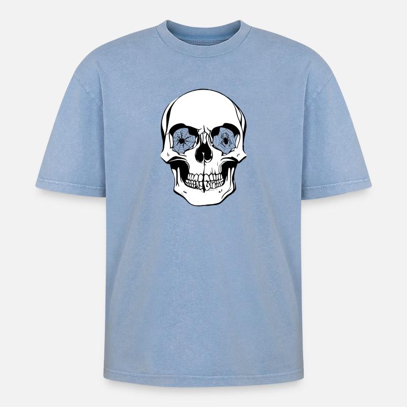 Schädel - Oversized Unisex Premium Acid-Washed T-Shirt - Blau Acid Wash
