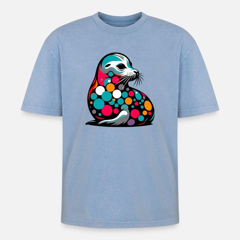 Phoque - T-shirt Premium unisexe oversize acid-washed - bleu délavé acide