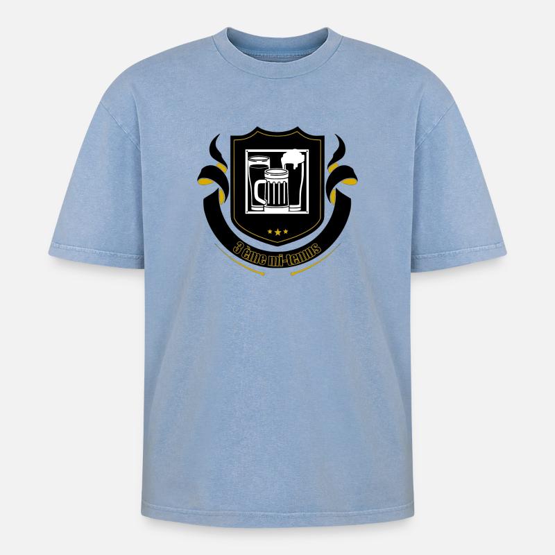 3rd Half - Oversized Unisex Premium Acid-Washed T-Shirt - acid washed blue