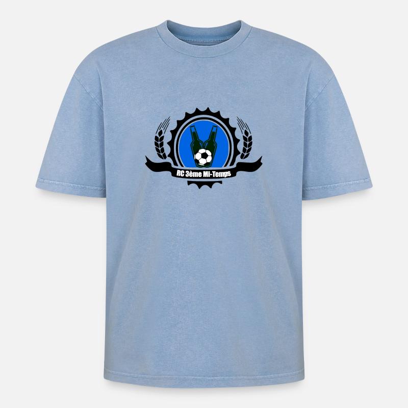 RC 3. Halbzeit - Oversized Unisex Premium Acid-Washed T-Shirt - Blau Acid Wash
