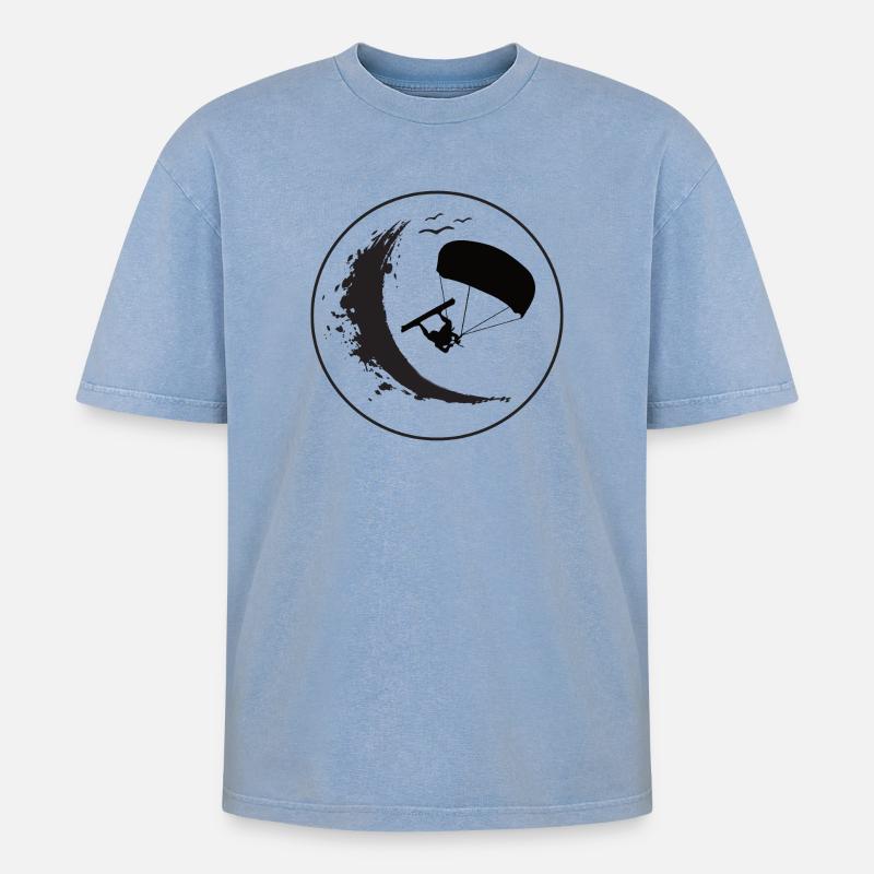 Wave Rider Eclipse - T-shirt Premium unisexe oversize acid-washed - bleu délavé acide