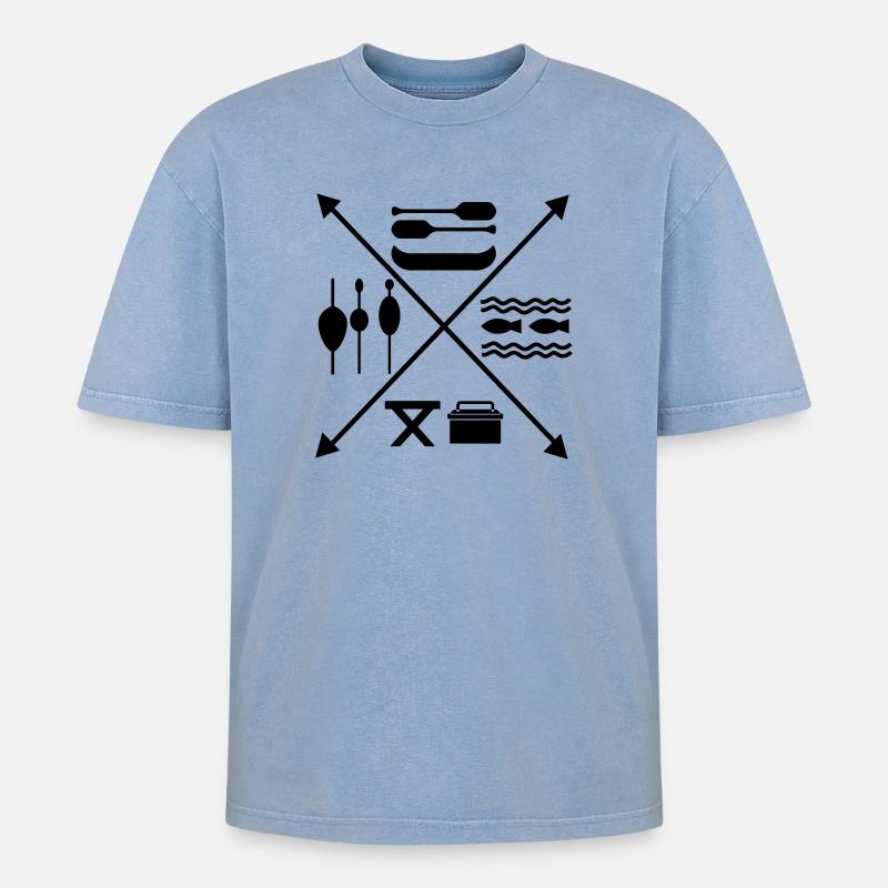 Pêche - T-shirt Premium unisexe oversize acid-washed - bleu délavé acide