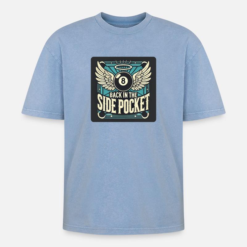 Billard Design - Oversized Unisex Premium Acid-Washed T-Shirt - Blau Acid Wash
