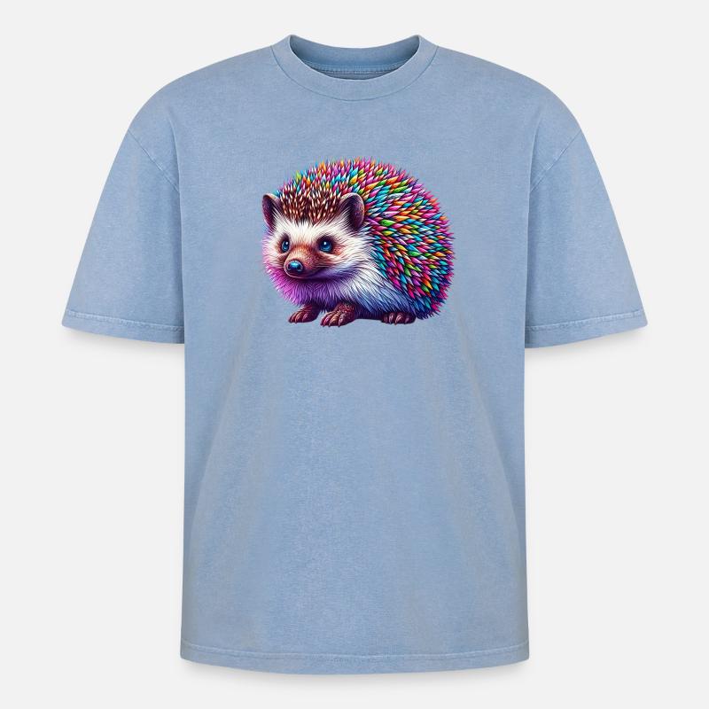 Igel - Oversized Unisex Premium Acid-Washed T-Shirt - Blau Acid Wash